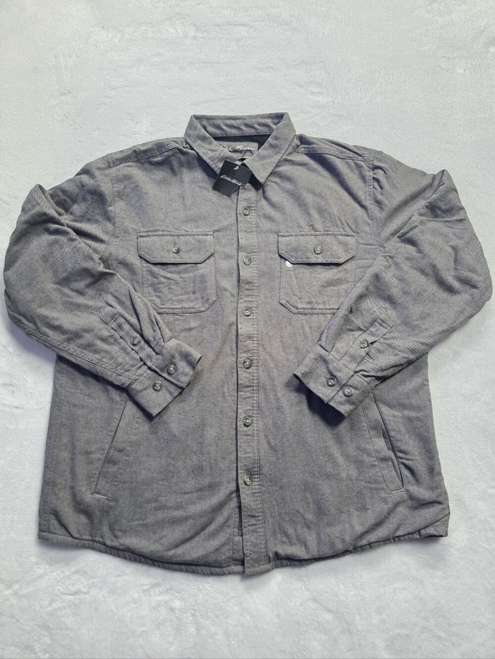 Eddie Bauer Men's L Fleece Lined Shirt Jacket Gray NWT Warm Shacket